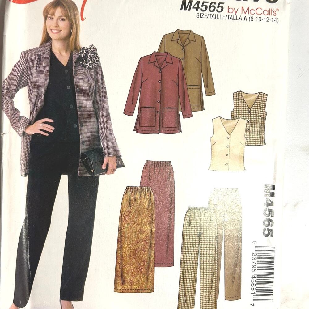McCall’s M4565 Stitch ‘N Save Pattern Jacket Vest Pants Skirt 8-14